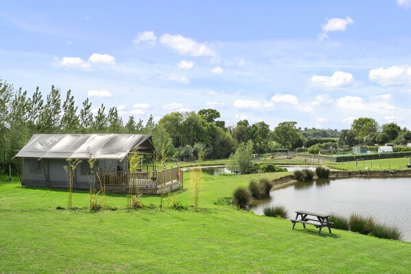 Safaritent aan meer op privéboerderij met hottub, vlakbij Hertford - thumbnail 6