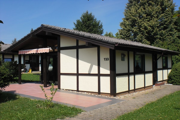 Houten bungalow voor 5 in het Odenwald bij Waldbrunn - thumbnail 2