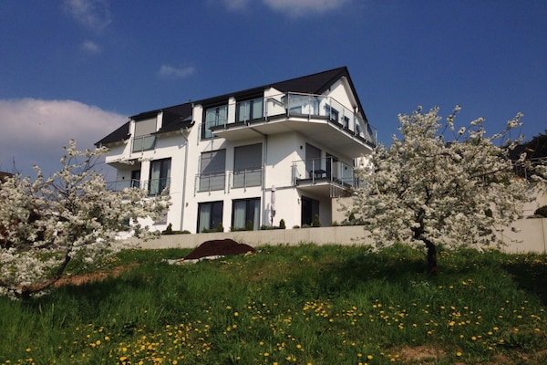 Modern vakantieappartement met panoramisch uitzicht op de Moezel in Dieblich - thumbnail 2