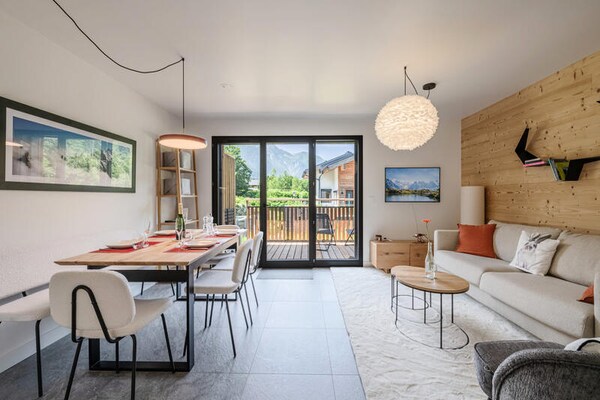 Stijlvol appartement aan de voet van de Mont Blanc met tuin en bergzicht - thumbnail 3