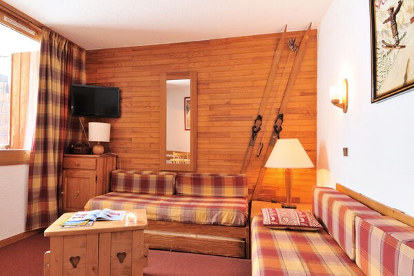 Knus appartement op de piste in Plagne Bellecôte met balkon en zwembad - thumbnail 6