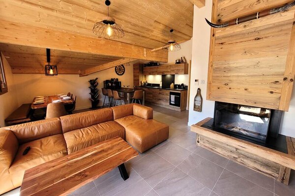 Nieuw modern alpenappartement voor 8, 280m van skipiste Les Gets - thumbnail 4