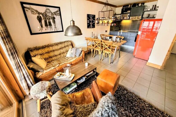 Luxe appartement 6p met terras en bergzicht, 250m van centrum Les Gets - thumbnail 1