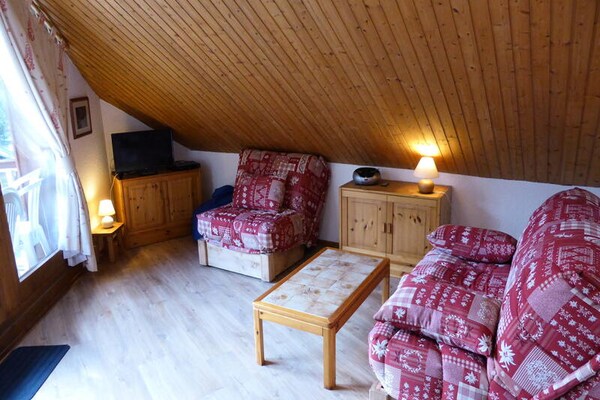 Zolderappartement op 200m van de piste met uitzicht op de Mont Blanc - thumbnail 3