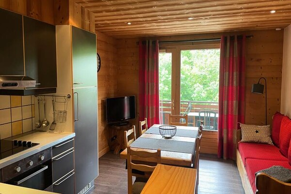 Zonnig appartement op 500m van de piste met bergzicht in Le Grand Bornand - thumbnail 1