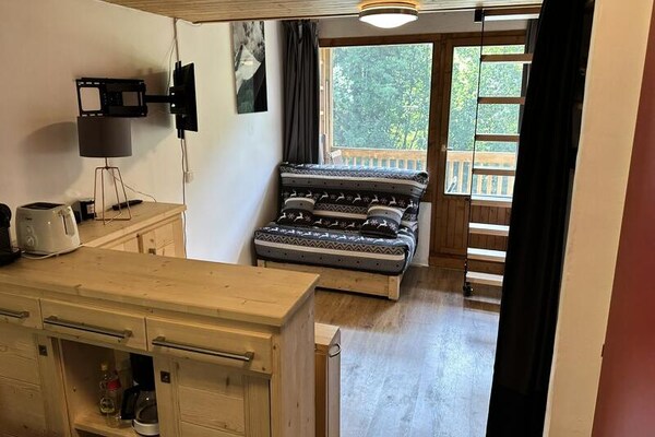 Gezellig studio-appartement in Megève met mezzanine en bergzicht - thumbnail 1