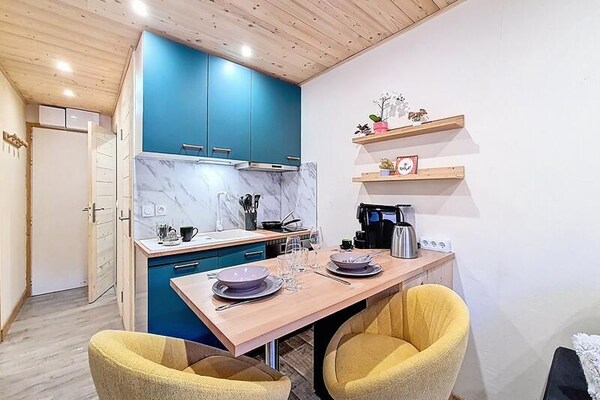 Studio aan de piste in Les Belleville met balkon op het zuiden - thumbnail 2