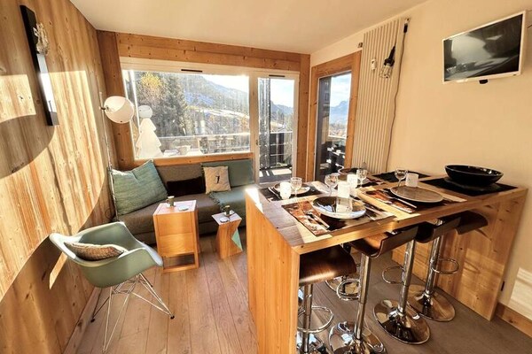 Knus appartement op hoogte met panoramisch uitzicht op Megève - thumbnail 2