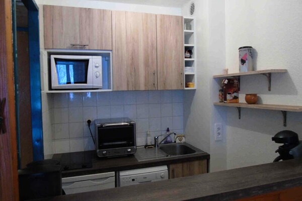 Studio Valfréjus, 20m van de gondel, balkon zuid - thumbnail 5