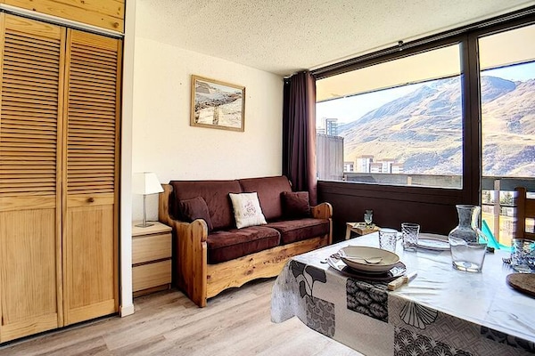 Zonnig studio-appartement met balkon en ski-in/ski-out in Les Belleville - thumbnail 2