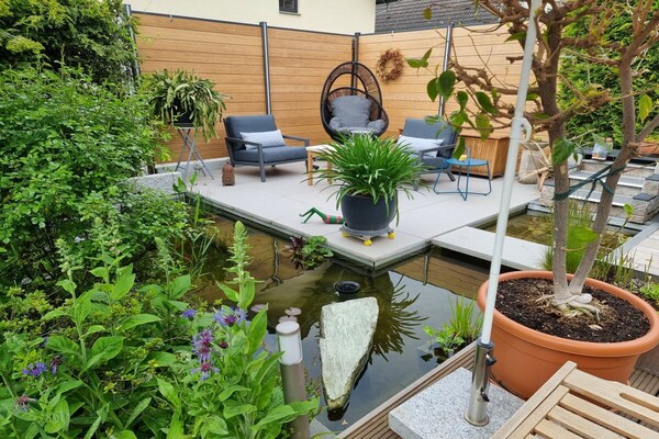 Knus kelderappartement met tuin bij de vijver in Nidderau - thumbnail 4