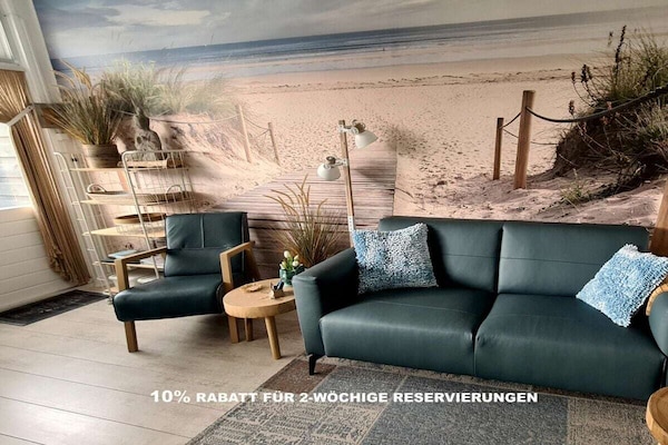 Knusse bungalow voor 2 met privétuin en fietsen, vlakbij strand en dorp - thumbnail 1