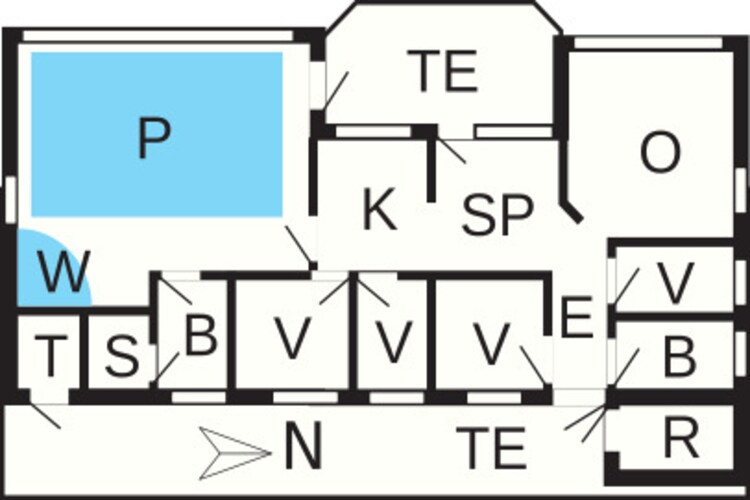 Luxe poolhouse in Lonstrup - Plattegrond