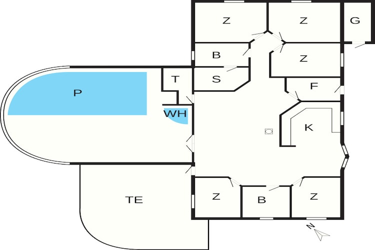 10 persoons vakantie huis in Humble-Plattegrond