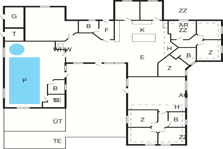 22 persoons vakantie huis in Løkken-Plattegrond