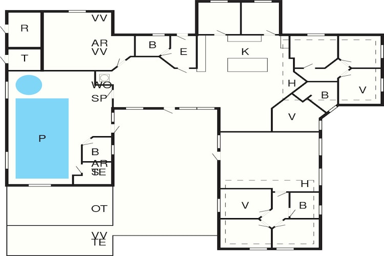 22 persoons vakantie huis in Løkken-Plattegrond