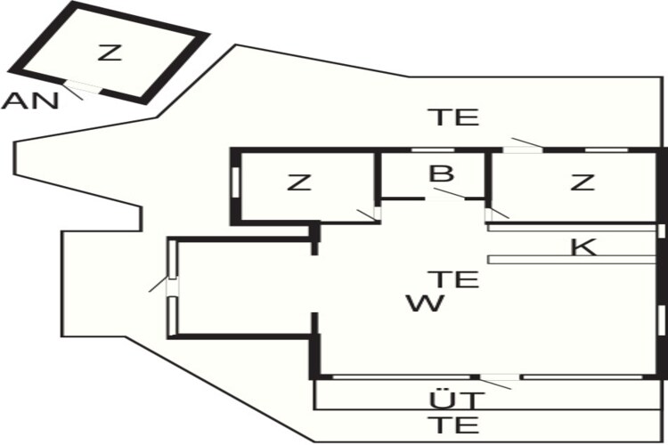 Moderne hut aan het strand - Plattegrond