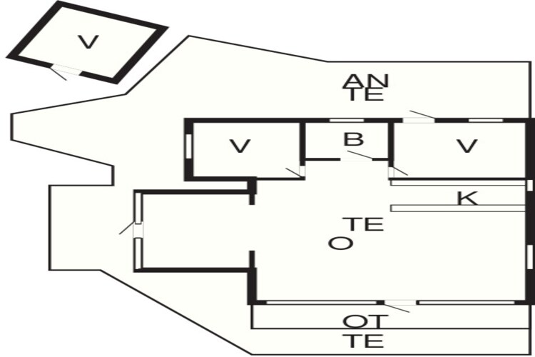 Moderne hut aan het strand - Plattegrond