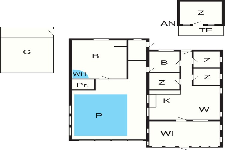 Luxe vakantieverblijf met zwembad - Plattegrond