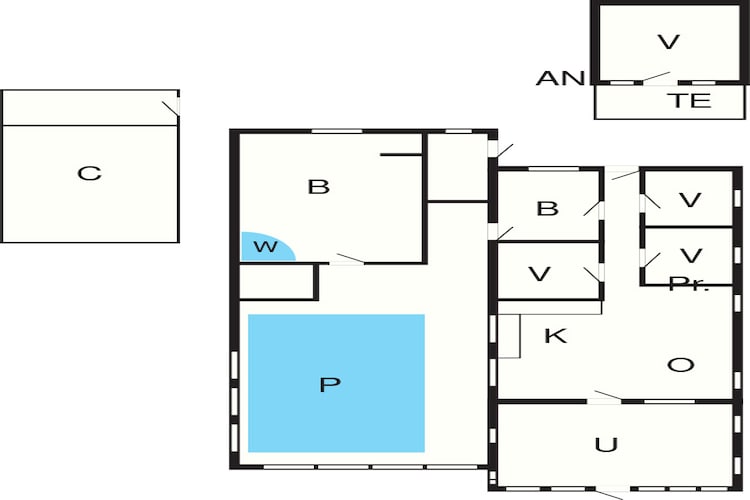 Luxe vakantieverblijf met zwembad - Plattegrond
