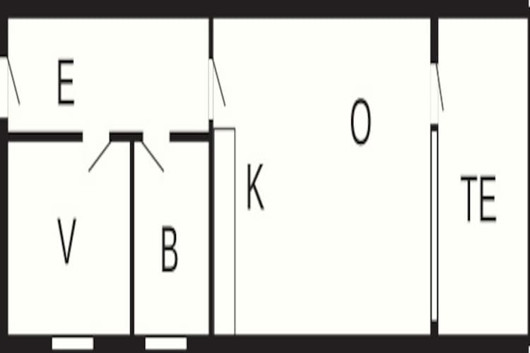 2 room south facing-Plattegrond