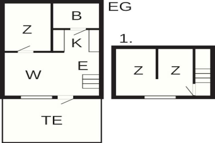 3 room,2 levels,Standard - Plattegrond