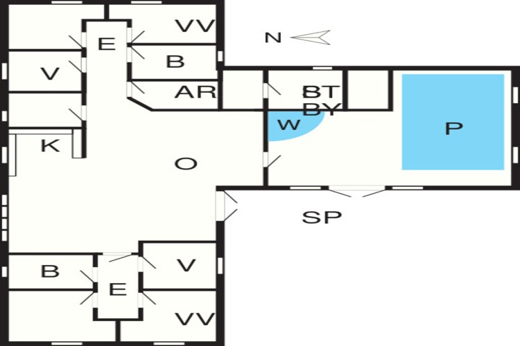 12 persoons vakantie huis in Væggerløse-Plattegrond
