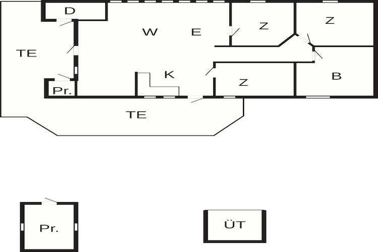Vakantiehuis met terras en vuurplaats - Plattegrond