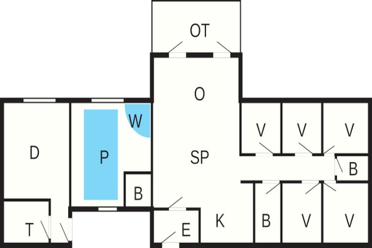 Zomerhuis met zwembad, sauna - Plattegrond