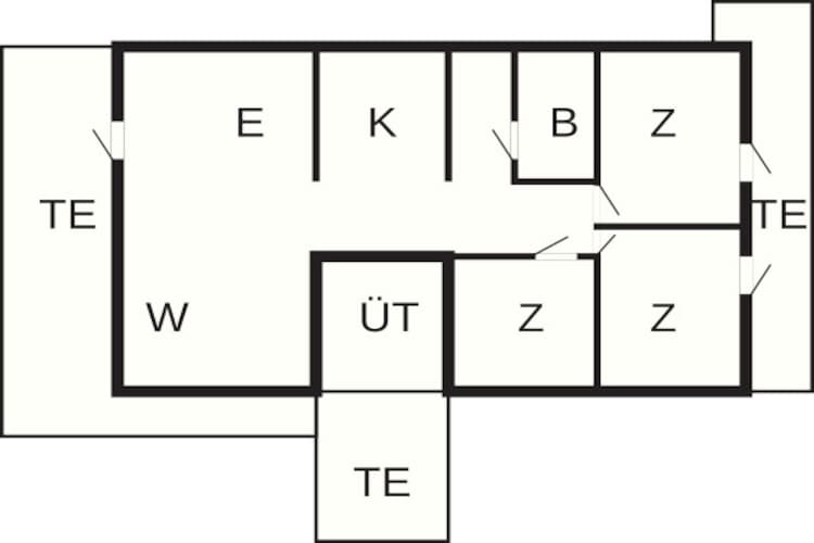 Rustieke Strandhut in Rindby-By Traum-Plattegrond
