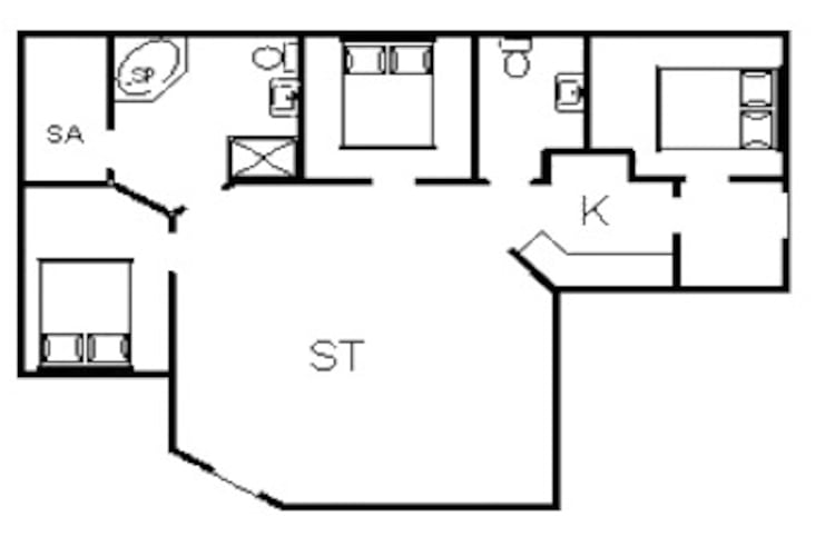 Afgelegen Knusse Huisje-By Traum-Plattegrond