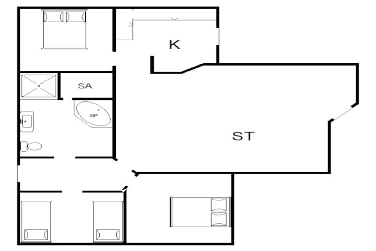 Sereen toevluchtsoord in Henne By-By Traum-Plattegrond