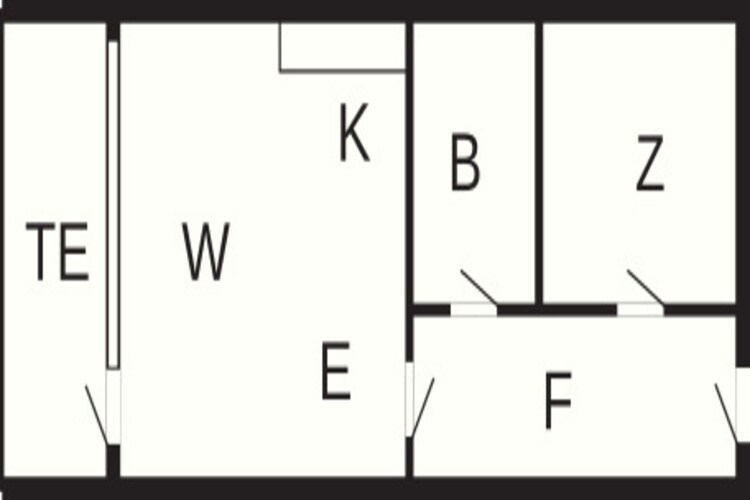2 room,ground floor,44m2-Plattegrond