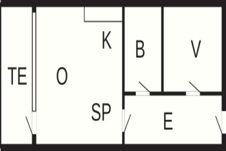 2 room,ground floor,44m2 - Plattegrond