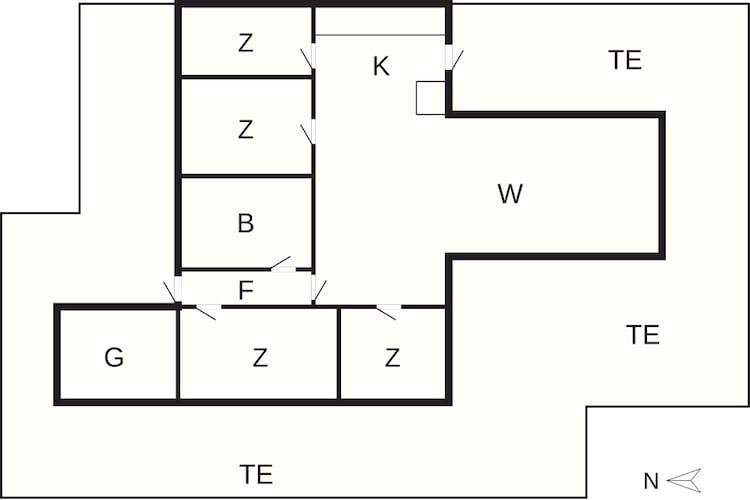 6 persoons vakantie huis in Knebel-Plattegrond