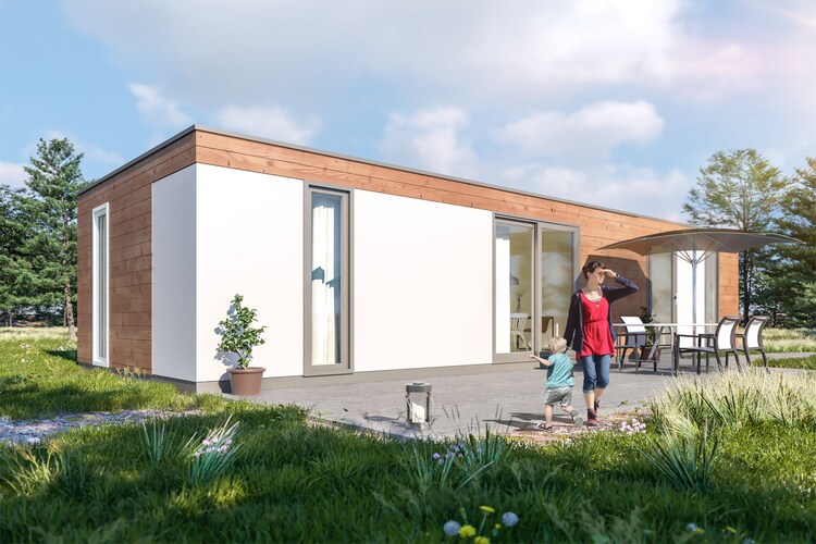 Moderne lodge met combimagnetron, strand op 500 m.