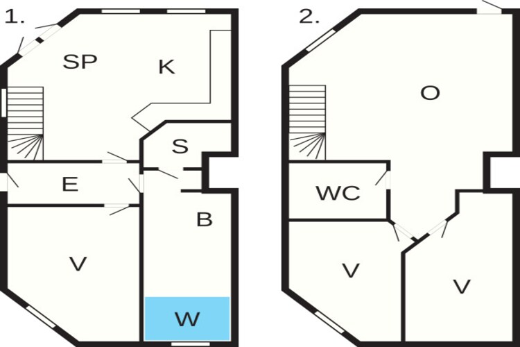 4½ room,1+2 floor w/seaview-Plattegrond