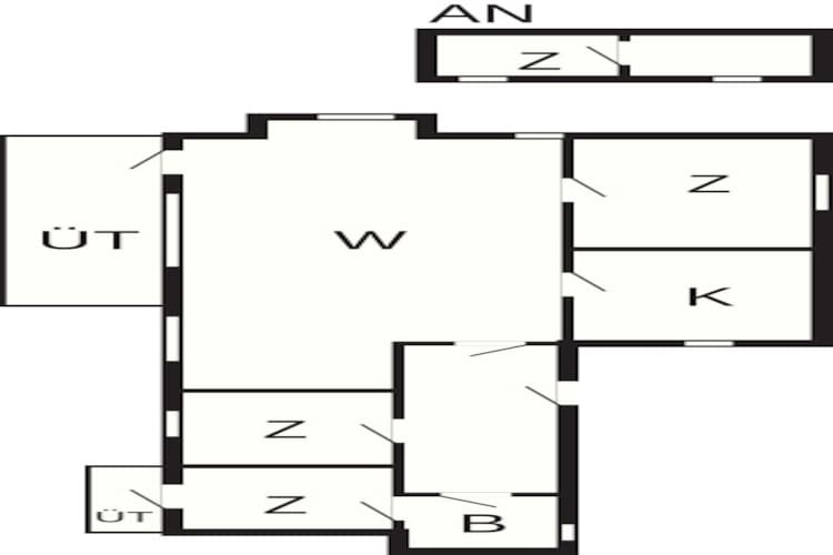 Honsinge Lyng-woning met aanbouw - Plattegrond