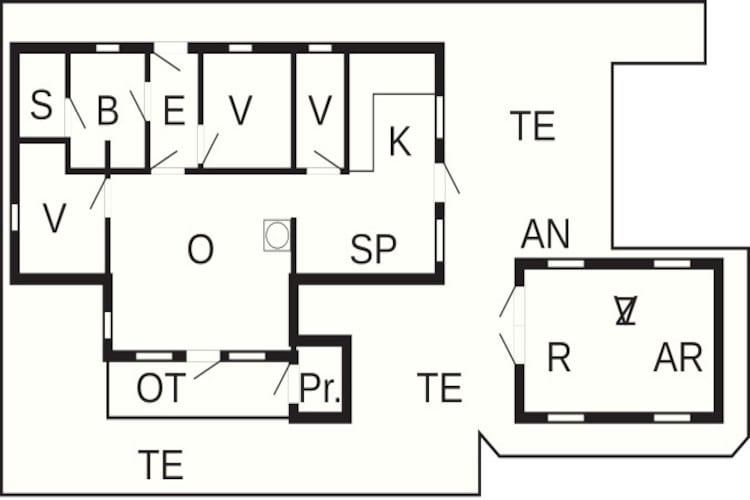 8 persoons vakantie huis in Henne-Plattegrond