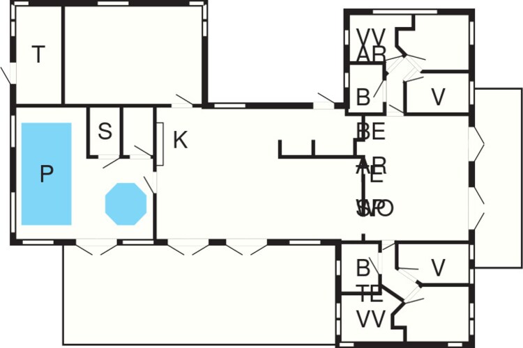 16 persoons vakantie huis in Væggerløse-Plattegrond