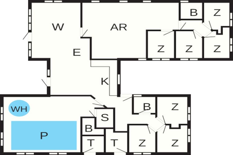 18 persoons vakantie huis in Væggerløse-Plattegrond