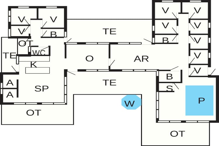 22 persoons vakantie huis in Væggerløse-Plattegrond