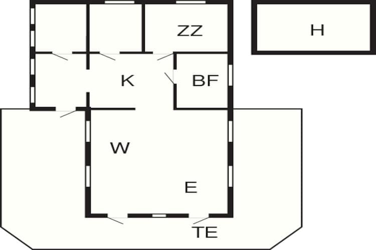Panoramisch Blokhut in Sandvig-By Traum-Plattegrond