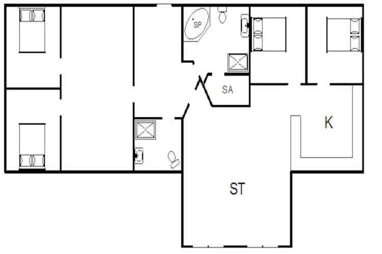 Ruim vakantiehuis in Fanø met sauna - Plattegrond