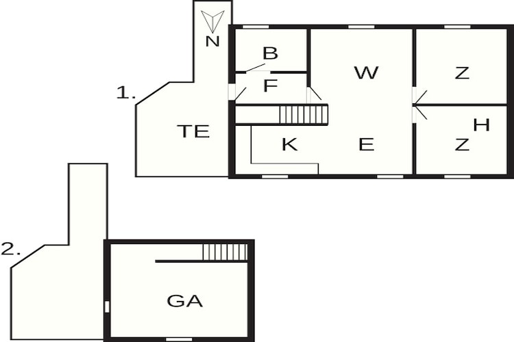 4 vær.2 plan,st.+1.sal-Plattegrond