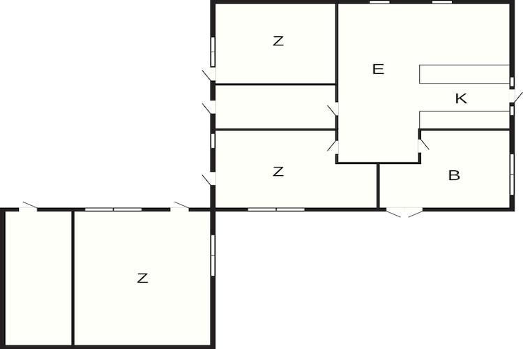 Strandhuisje met aanbouw - Plattegrond