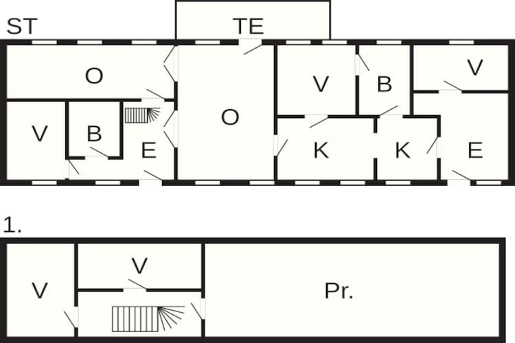 Rustiek huisje met open haard - Plattegrond