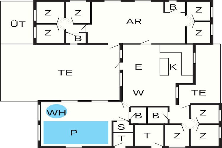 Luxe strandhuis voor 20 personen - Plattegrond