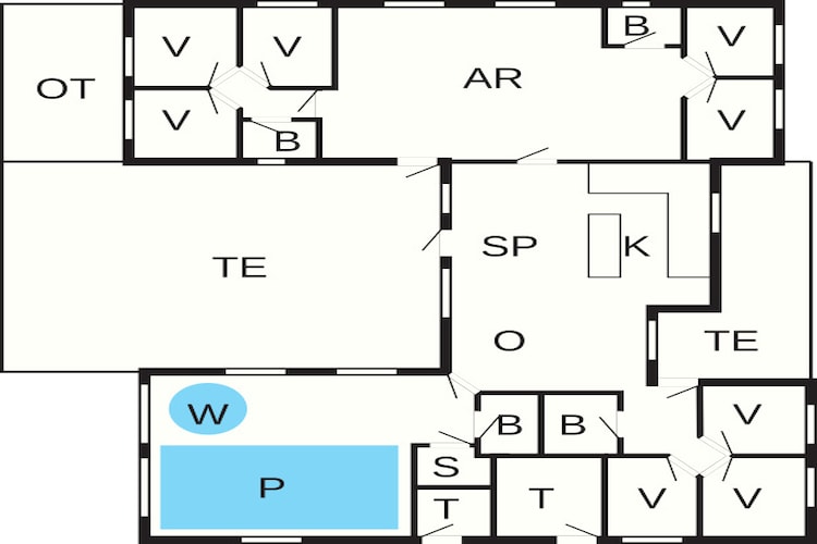 Luxe strandhuis voor 20 personen - Plattegrond