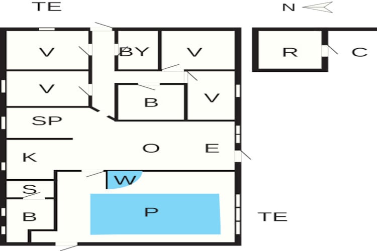 Gerenoveerd vakantiehuis met zwembad - Plattegrond
